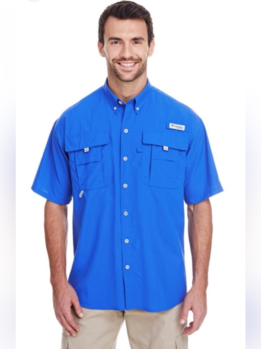 Columbia PFG men’s Bahama short sleeve shirt, L front pockets, vented back